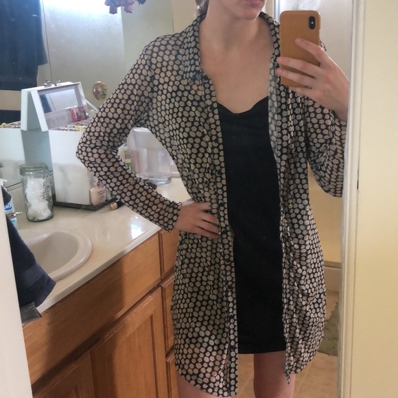 Daisy print mesh cover up dress w black cami dress - Picture 3 of 5